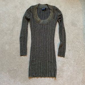 Nasty Gal gold shimmer sweater dress